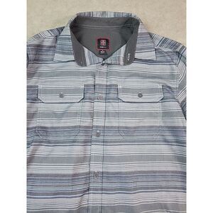 Swiss Tech Mens Shirt M Medium Grey Stripe Long Sleeve Button Up SM47Y118‎